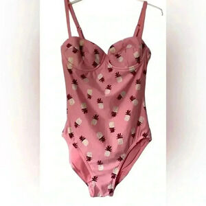 KATE SPADE Pineapple One Piece Swimsuit Apricot Sorbet Laniakea Beach Size S/P